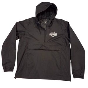 Lifestyle Men's Black Mesh Hooded Windbreaker Rain Jacket Size 2XL